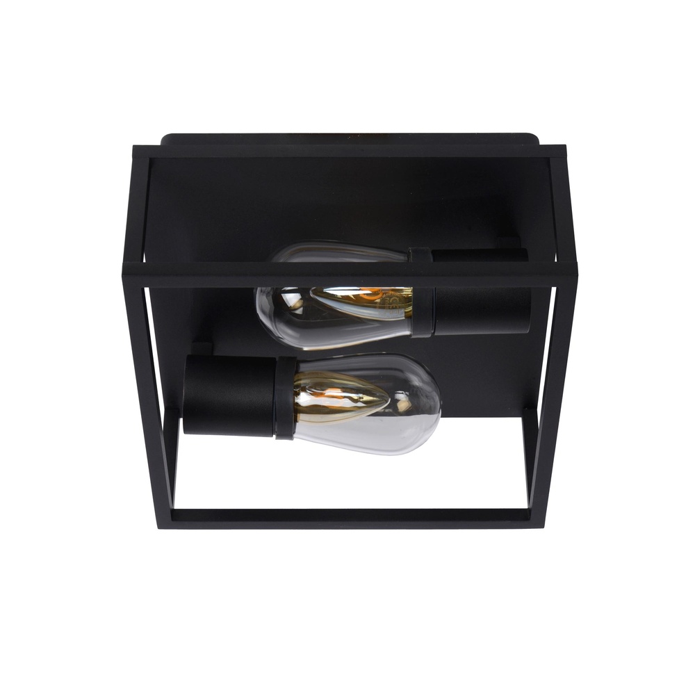 Lucide Zwarte wandlampCarlyn 2-lichts badkamer IP54 - 27100/02/30